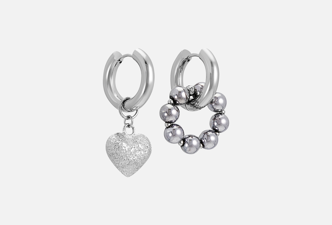 

Серьги PINKCODE, Metal heart, hematite 2 шт