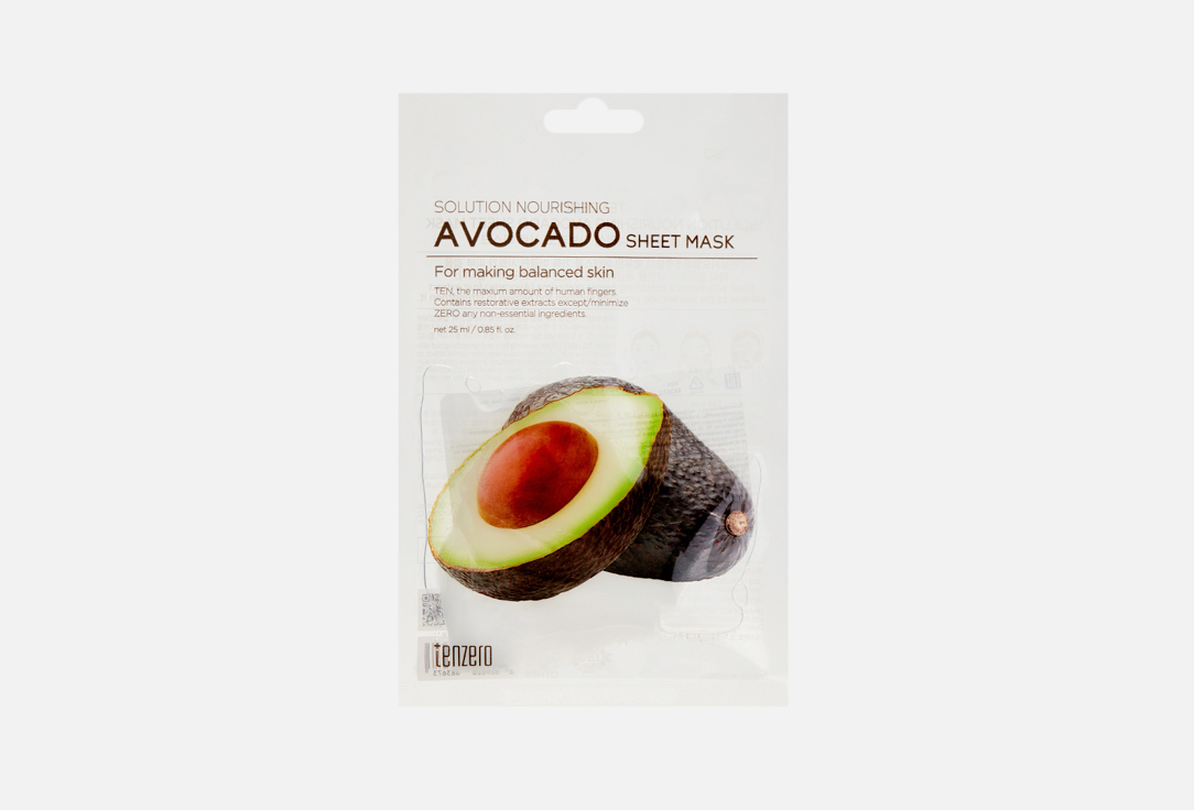 цена Тканевая маска с экстрактом авокадо TENZERO Solution Nourishing Avocado Sheet Mask 1 шт