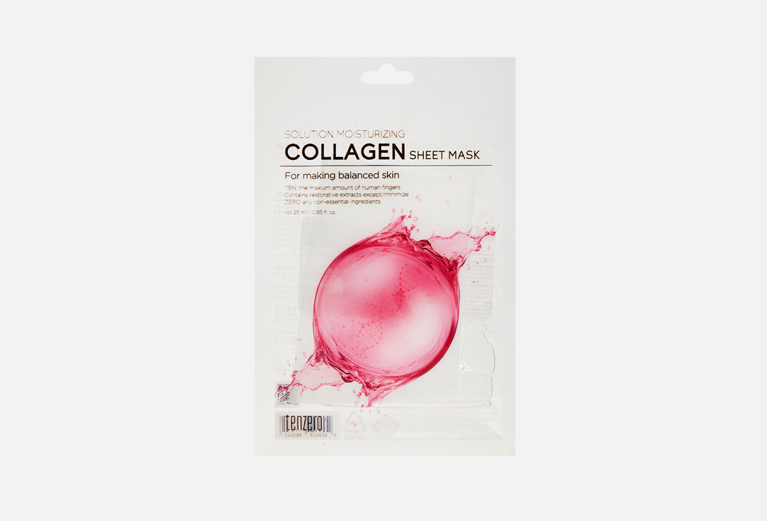 

Тканевая маска с гидролизованным коллагеном TENZERO, Solution Moisturizing Collagen Sheet Mask 1 шт