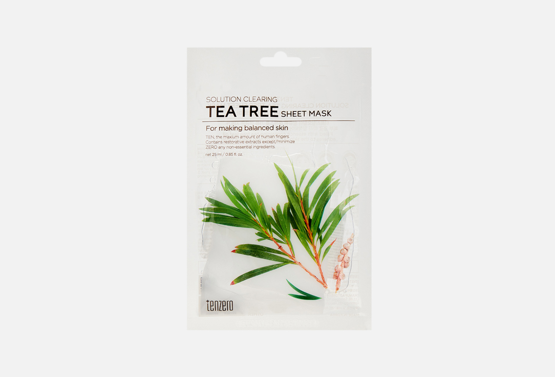 Тканевая маска с экстрактом чайного дерева TENZERO Solution Clearing Tea Tree Sheet Mask 1 шт маска для лица indibird tea tree powder 50 гр