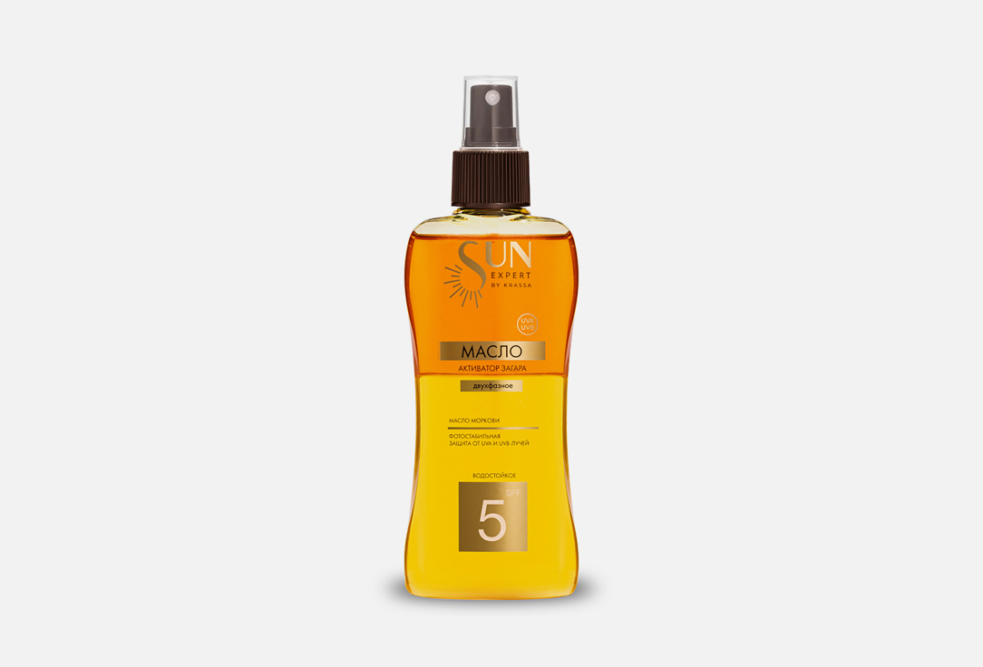 Масло-активатор загара для тела SPF 5 KRASSA Carrot oil 180 мл