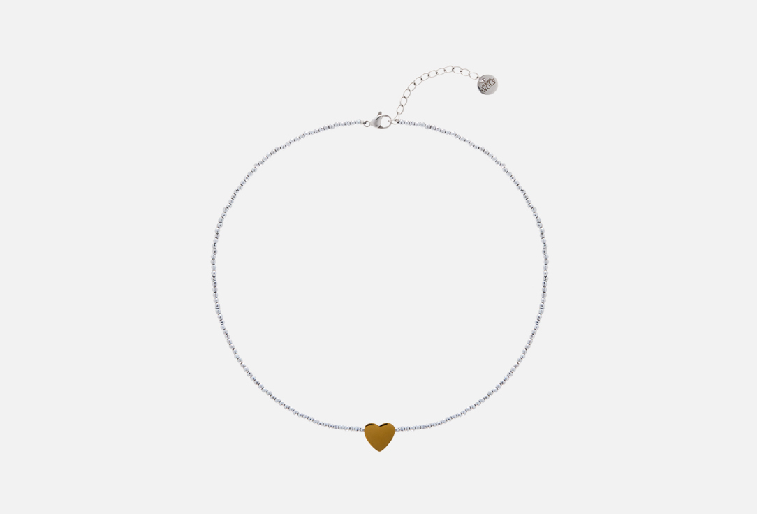 Колье MR&MRS WOLF Hematite necklace with golden heart 1 шт