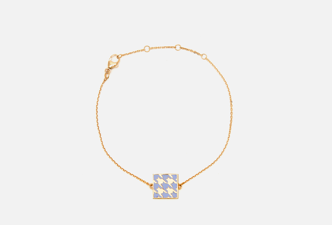 

Браслет серебряный LUTA, Двухсторонний гусиная лапка из лавандовой и белой эмали 1 шт