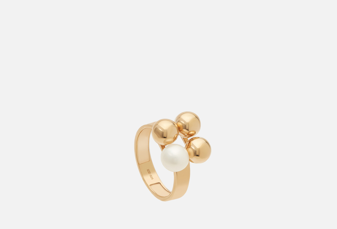 Кольцо серебряное LUTA Клевер с жемчужиной 18 мл серебряное кольцо волна с чёрной жемчужиной