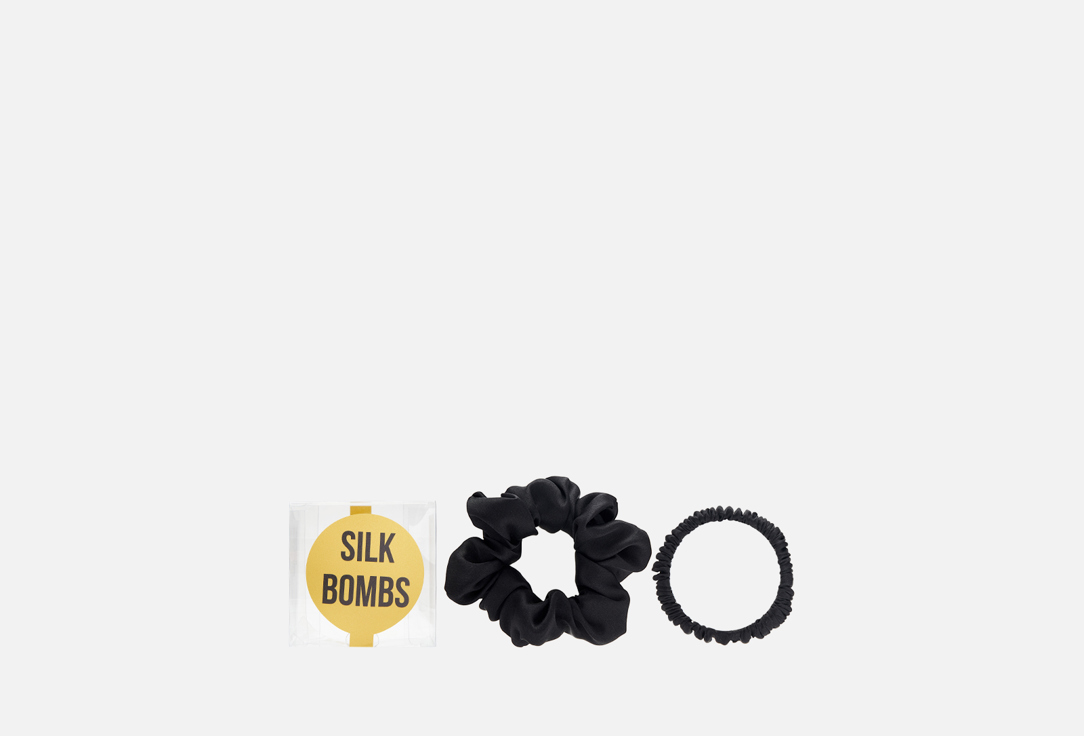 Комплект шелковых резинок для волос SILK BOMBS черный  