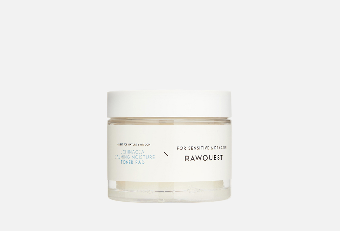 

Успокаивающие и увлажняющие тонер-пэды для лица с экстрактом эхинацеи RAWQUEST, Echinacea Calming & Moisture Toner Pad 1 шт