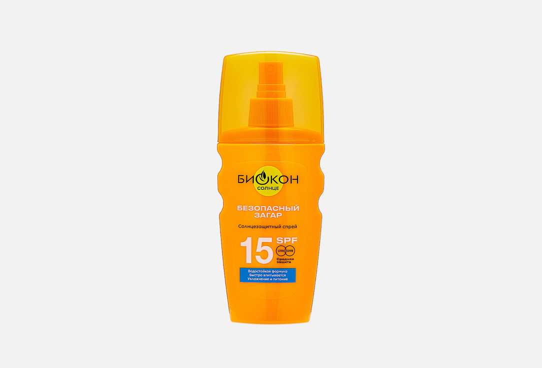 Изображение товара Солнцезащитный спрей для тела SPF 15 Биокон Sunscreen spray 100 мл водостойкий защита от UVA UVB