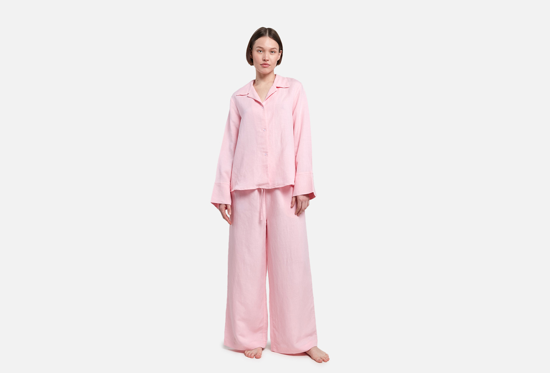 цена льняные пижамные брюки MY NYMPH Tales розовые L мл