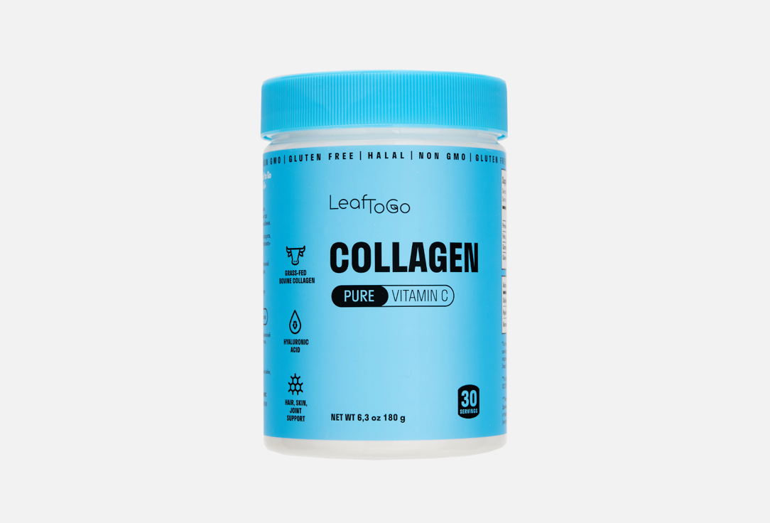Сollagen + vitamin C LEAFTOGO Pure растворимый 180 г бад для красоты кожи elivica коллаген гиалуроновая кислота 60 шт