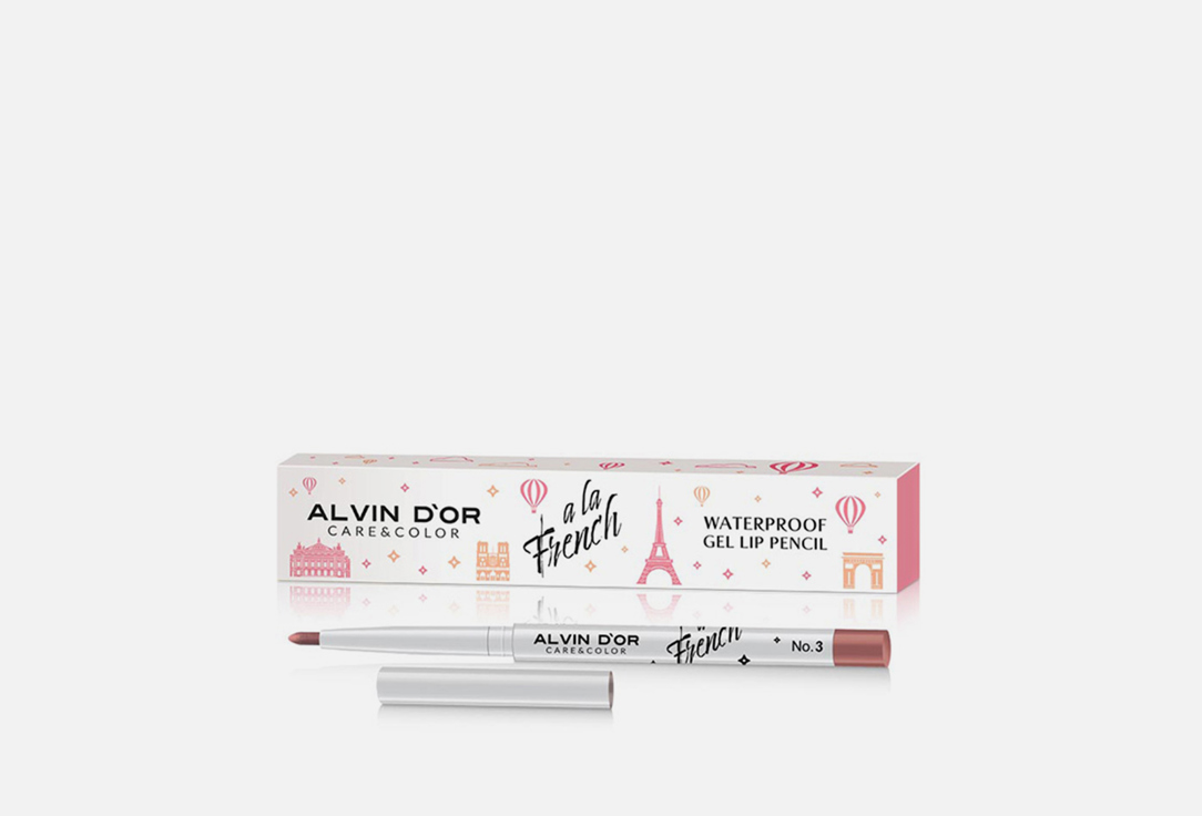 Карандаш для губ Alvin D'or Waterproof gel lip pencil 03 тон turkish rose (клюквенный)