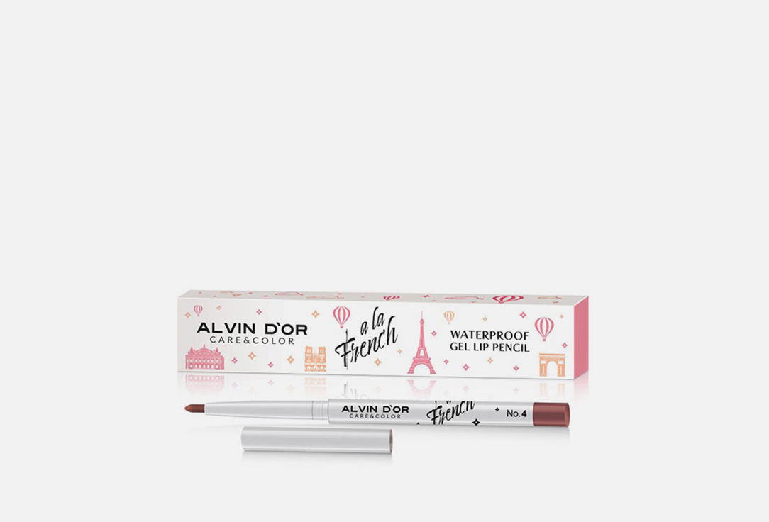 Карандаш для губ Alvin D'or Waterproof gel lip pencil 04 тон sanguin brown (махагоновый)