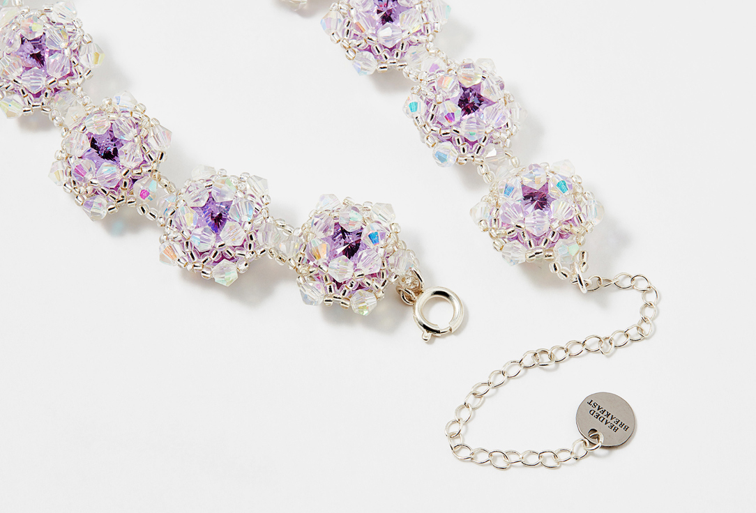 колье Beaded Breakfast Vintage style necklace with rhinestones Lilac  