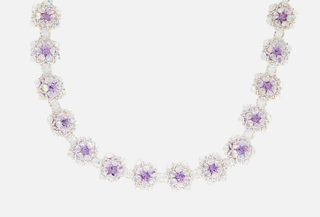 колье Beaded Breakfast Vintage style necklace with rhinestones Lilac  