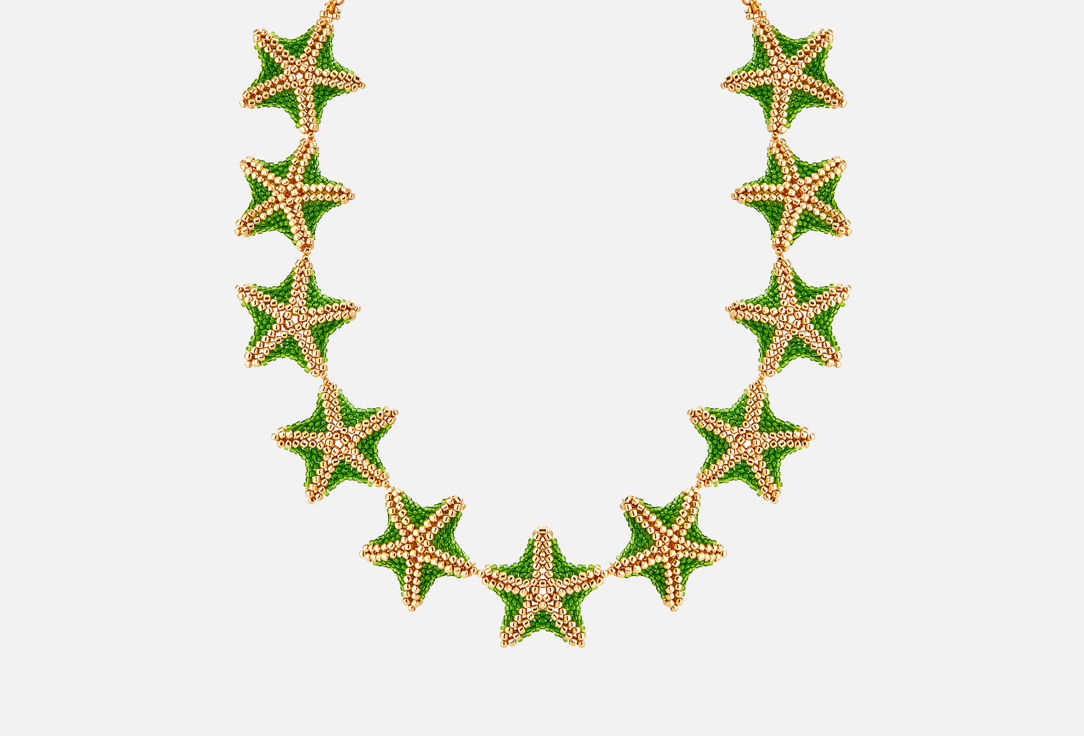 Колье BEADED BREAKFAST Морские звезды Золото-зеленый 1 шт