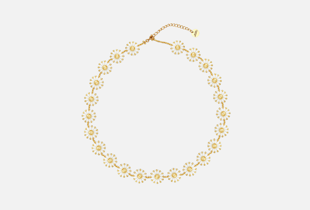 Изображение товара Элегантное женское колье из стекла и латуни с узором ромашки