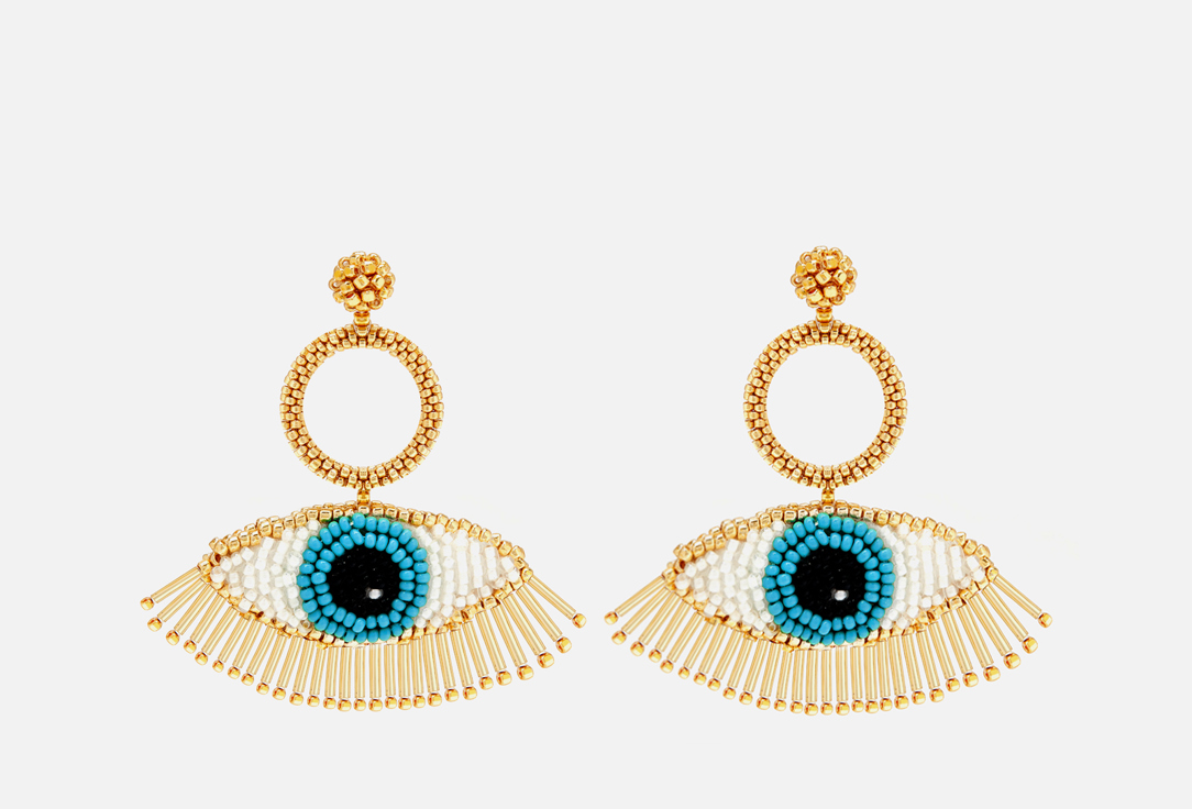 серьги BEADED BREAKFAST Evil eye earrings Blue 2 шт zhongvi miyuki bracelet evil eye bracelets women pulseras mujer moda 2020 summer jewelry turkish evil eye bracelets tassel gift