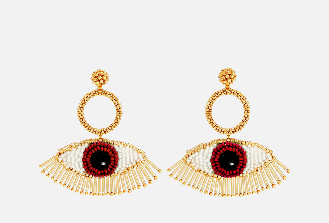 turkish evil eye bracelet серьги BEADED BREAKFAST Evil eye earrings Brown 2 шт