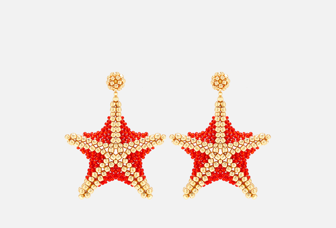 цена серьги BEADED BREAKFAST Starfish earrings Gold-red 2 шт