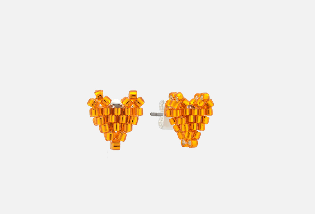 Серьги-пусеты BEADED BREAKFAST Сердечки Оранжевый 2 шт цена и фото