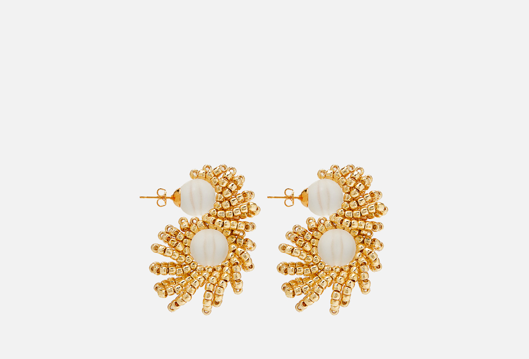 

серьги BEADED BREAKFAST, Seahorse two earrings Gold/transperent 2 шт