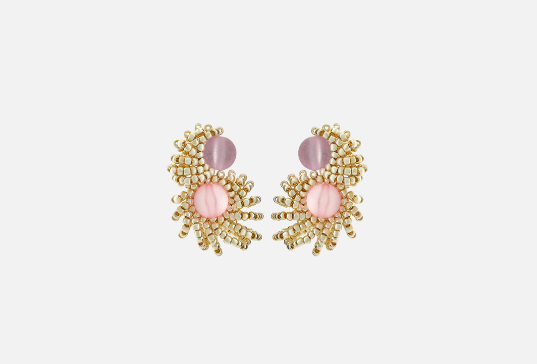 серьги Beaded Breakfast Seahorse two earrings Silver/Pink/Viplet  