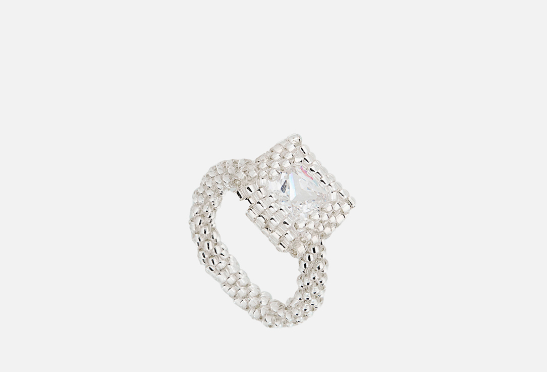 кольцо BEADED BREAKFAST Engagement beaded ring Crystal 17 мл кольцо beaded breakfast double ring silver emerald 17 размер