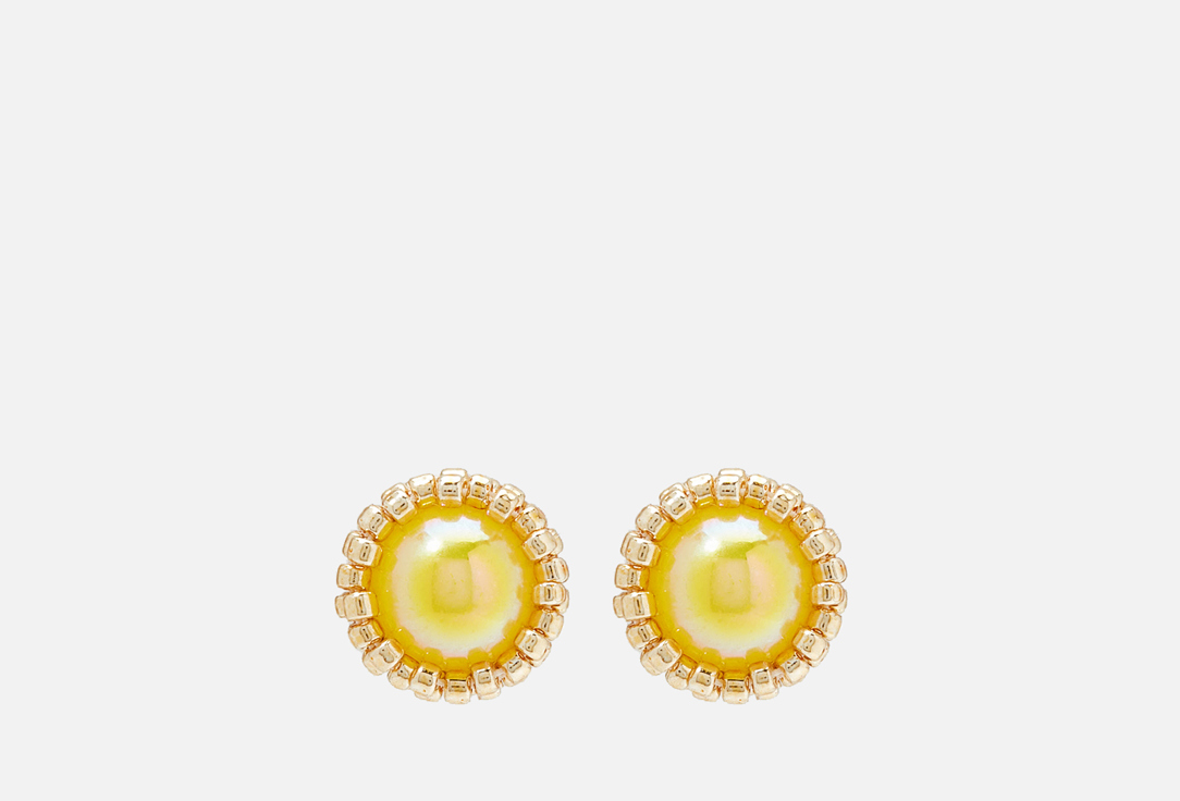 Изображение товара серьги Beaded Breakfast Basic stud earrings with beads Gold-yellow