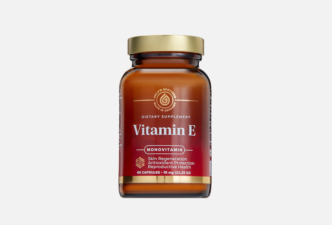 Витамин Е GOLD’N APOTHEKA 15 мг в капсулах 60 шт коэнзим q10 c витамином е gold’n apotheka 60 мг в капсулах 30 шт