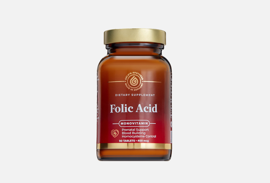 Фолиевая кислота GOLD’N APOTHEKA 400 мкг в таблетках 90 шт laperva folic acid grape cherry