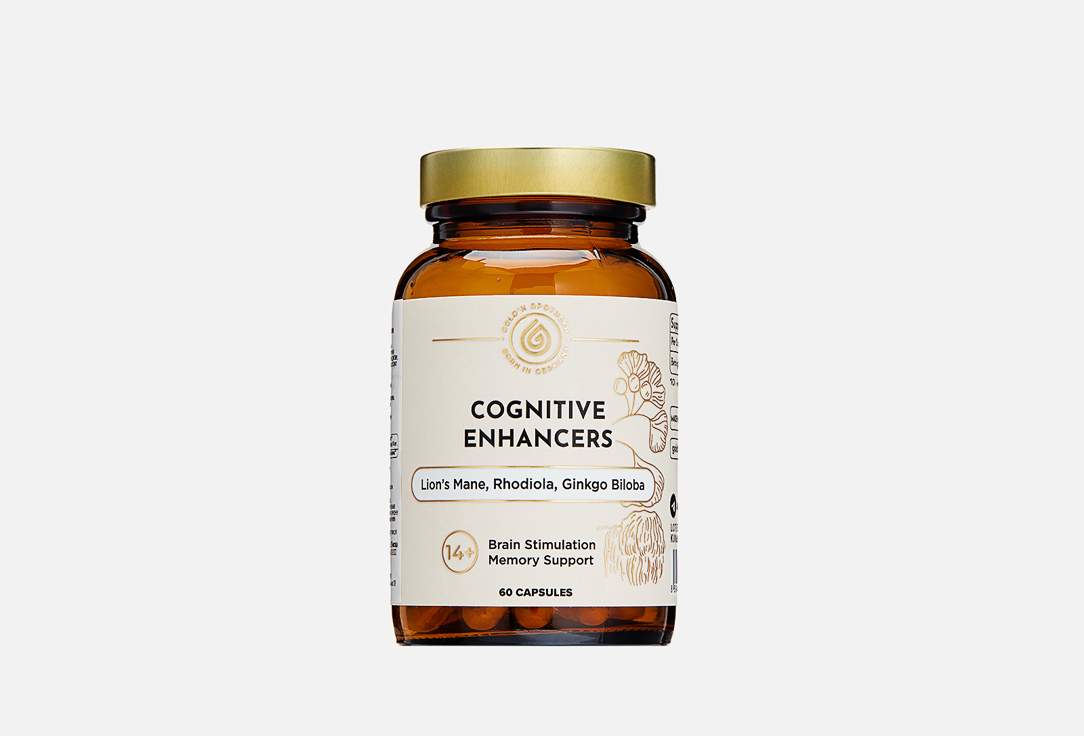 БАД для укрепления иммунитета GOLD’N APOTHEKA Cognitive enhancers ежовик, гинко билоба, родиола розовая 60 шт бад для укрепления иммунитета gold’n apotheka antioxidant витамин е бета глюканы 60 шт