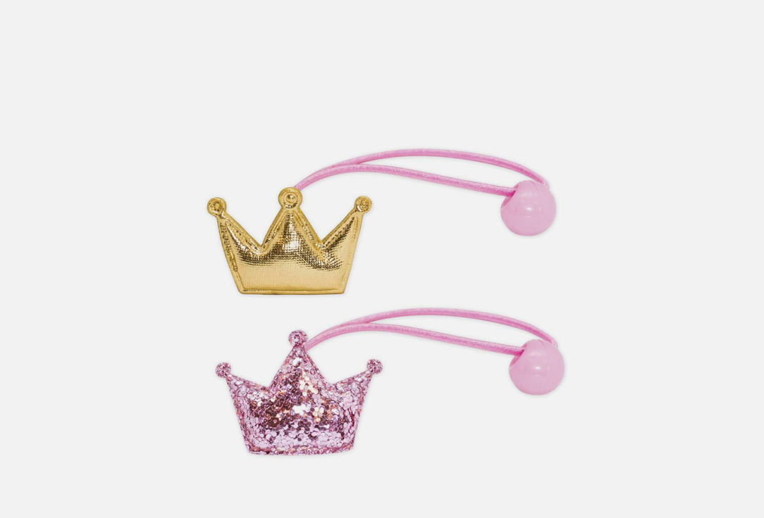 цена Набор резинок для волос B&H Розовая корона с блестками 2 шт