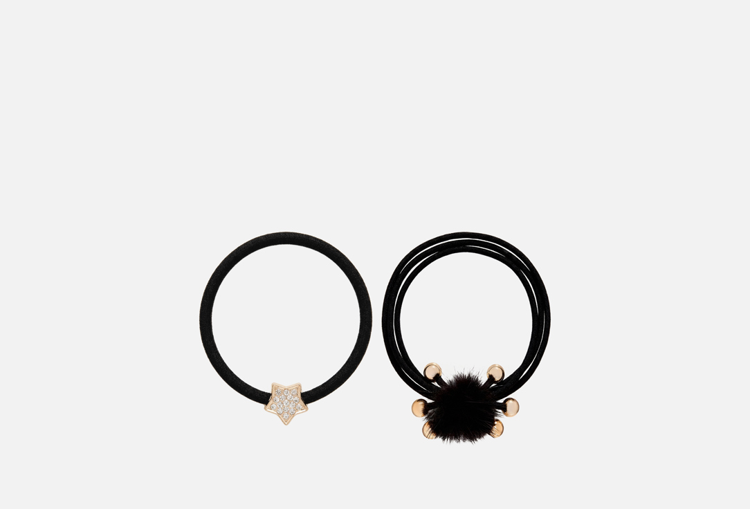 Изображение товара Набор резинок для волос B&H черный с украшениями, милый и практичный