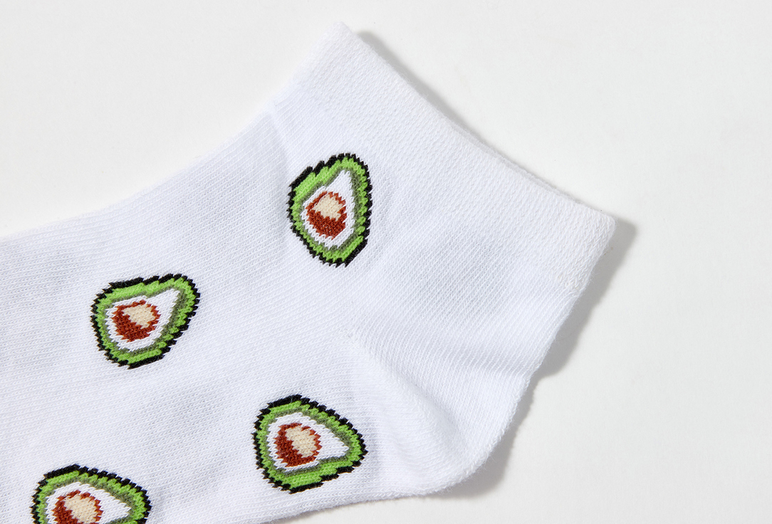 Носки укороченные R&S белые авокадо 
