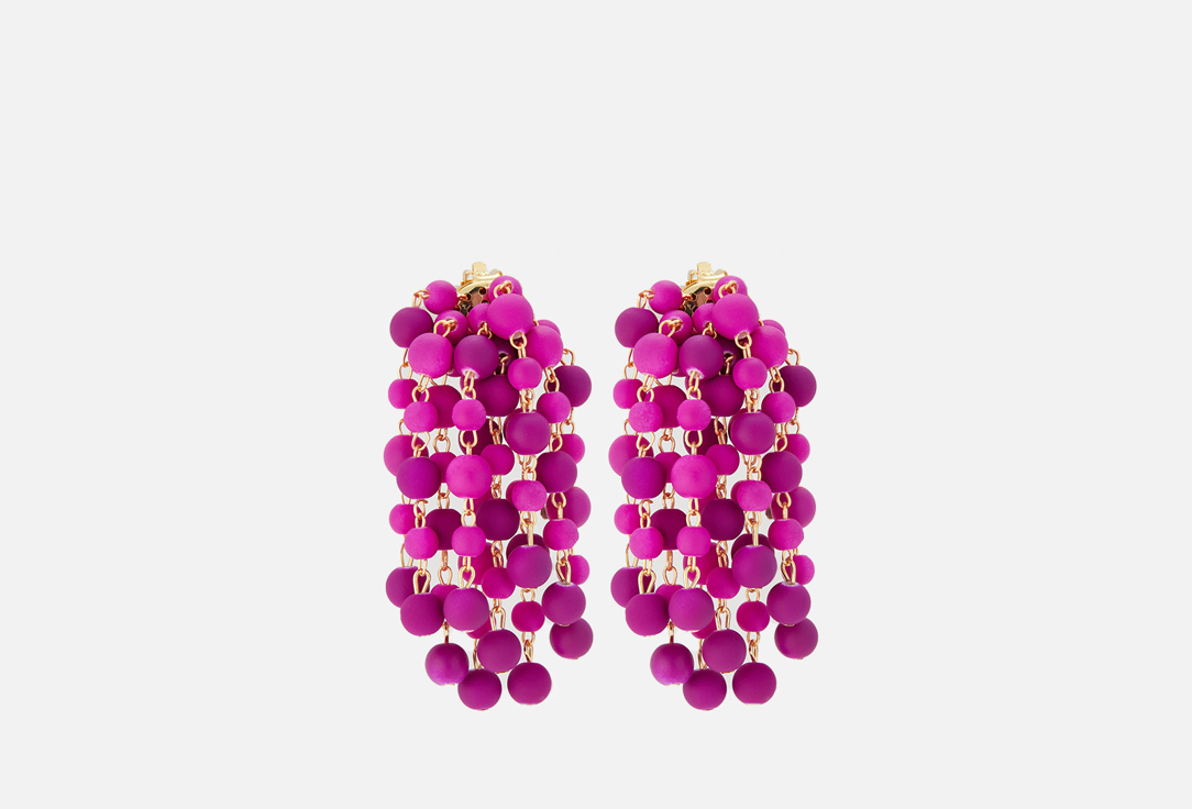 Изображение товара Клипсы La Family гроздья фиолетовые из акриловых бусин и бижутерного сплава