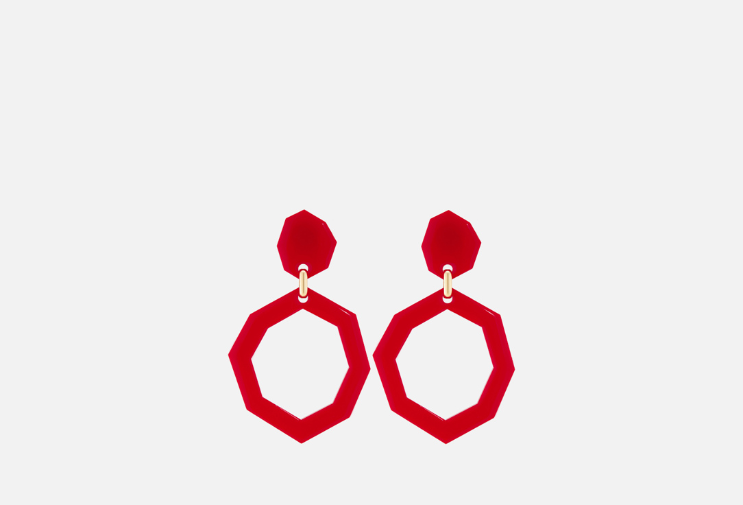 Изображение товара Серьги La Family ломаный круг красные из органического стекла для женщин