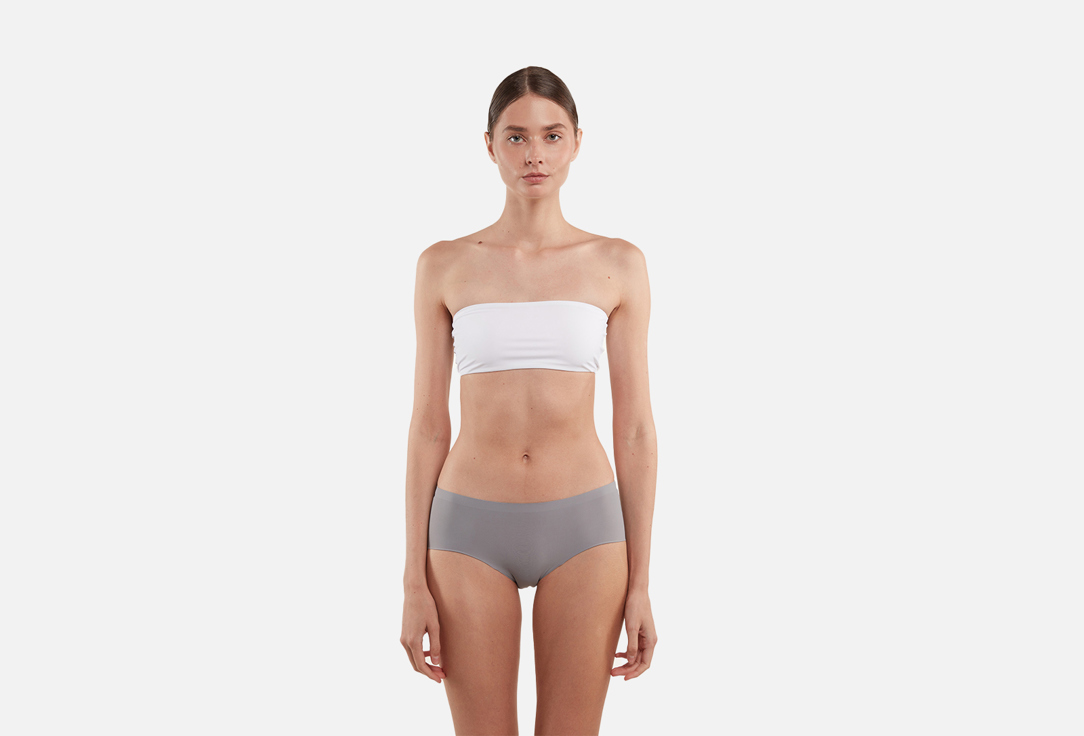 Изображение товара Бесшовные трусы-слипы R&S серого цвета из эластичного трикотажа с хлопковой ластовицей для женщин