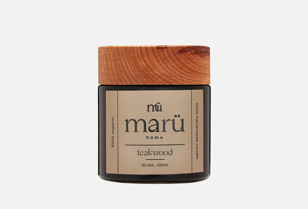 

Ароматическая свеча MARÜ HOME, Белый, Teakwood 200 мл