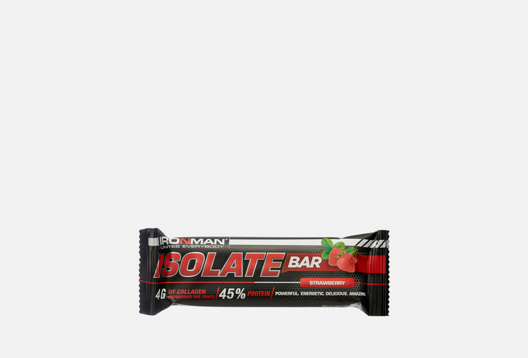 Протеиновый батончик IRONMAN Isolate Bar Strawberry and dark glaze 