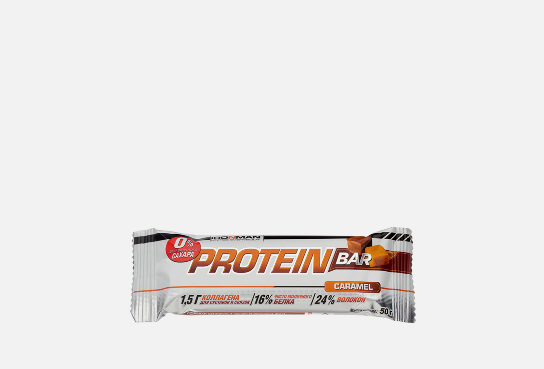 Протеиновый батончик IRONMAN Protein bar caramel and dark glaze 50 г батончик soj протеиновый protein bar с ирисо сливочным вкусом в молочном шоколаде без доб сахара 50г