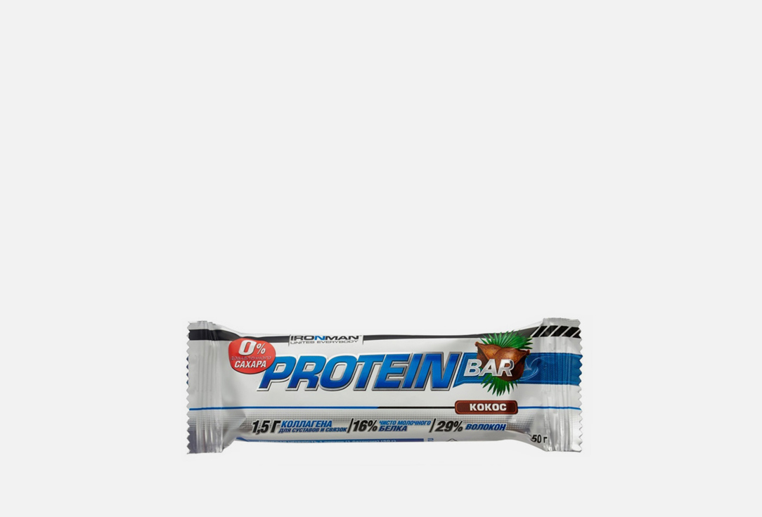 Протеиновый батончик IRONMAN Protein bar coconut and dark glaze 1 шт протеиновый батончик без сахара smartbar protein pro 45% груша 33г 25шт