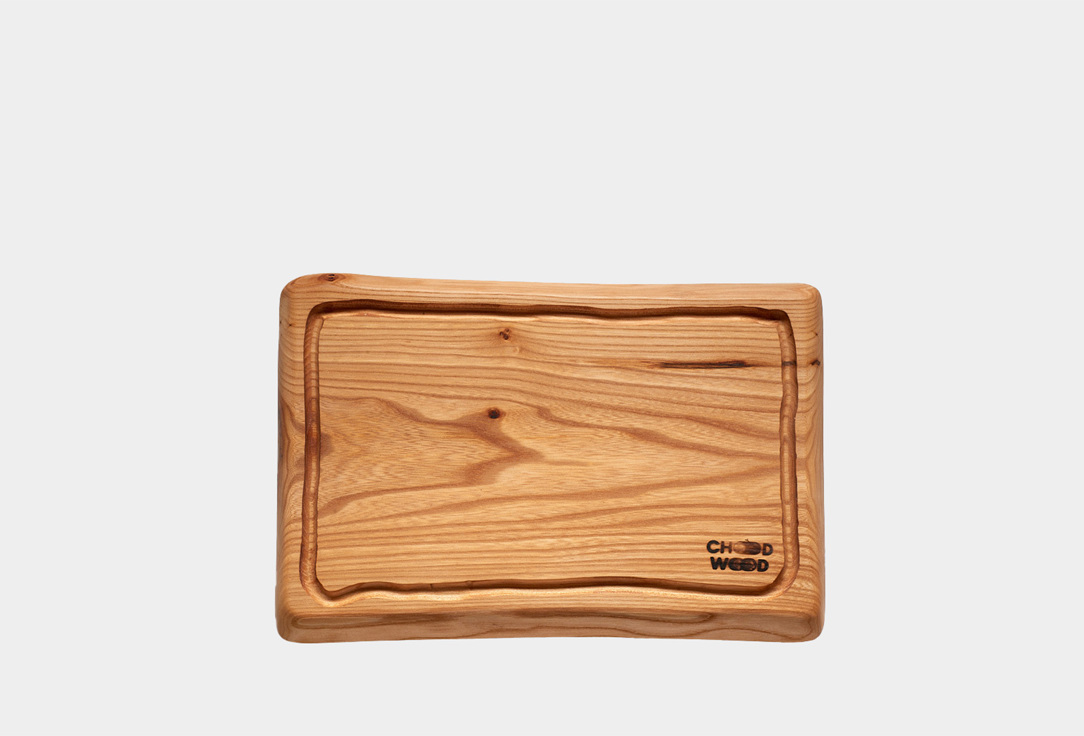 Изображение товара Разделочная доска из массива карагача 20х30-35 см с желобом и маслом