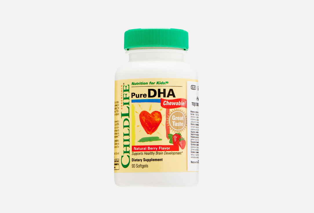 Омега 3 для детей ChildLife pure dha 180 мг в жевательных капсулах 