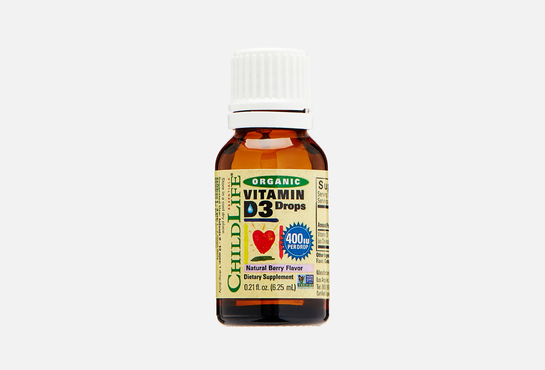 Витамин D3 для детей CHILDLIFE 400 МЕ с ягодным вкусом в каплях 6.25 мл биологически активная добавка childlife vitamin d3 30 мл