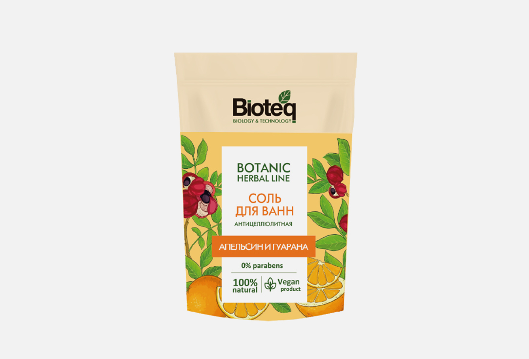 Соль для ванн BIOTEQ Апельсин и гуарана 500 г соль для ванн bioteq банан и манго 500 гр