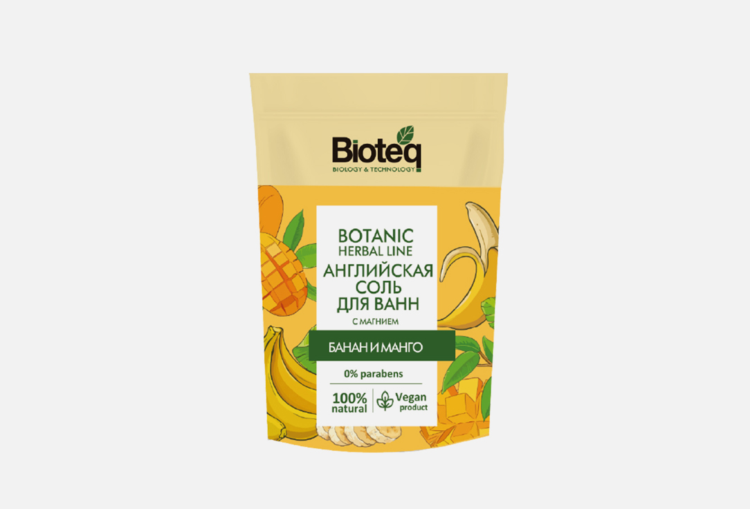 Соль для ванн BIOTEQ Банан и манго 500 г средства для ванной и душа bioteq английская соль для ванн с бананом и манго
