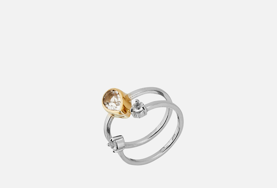 

Сет из двух серебряных колец WAVES&GEMS, Белый топаз 17 мл