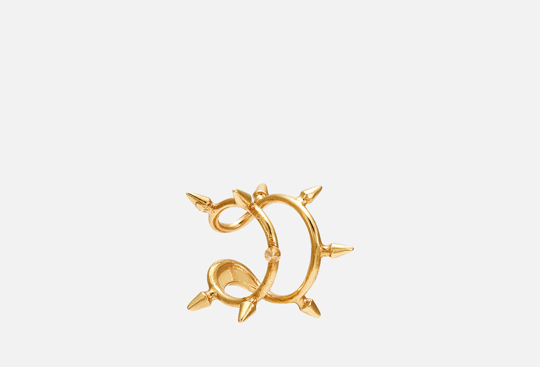 Кафф серебряный Velichenko Ear cuff Diatom with spikes yellow gold 