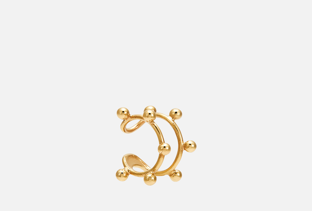Кафф серебряный Velichenko Ear cuff Diatom with spheres yellow gold 