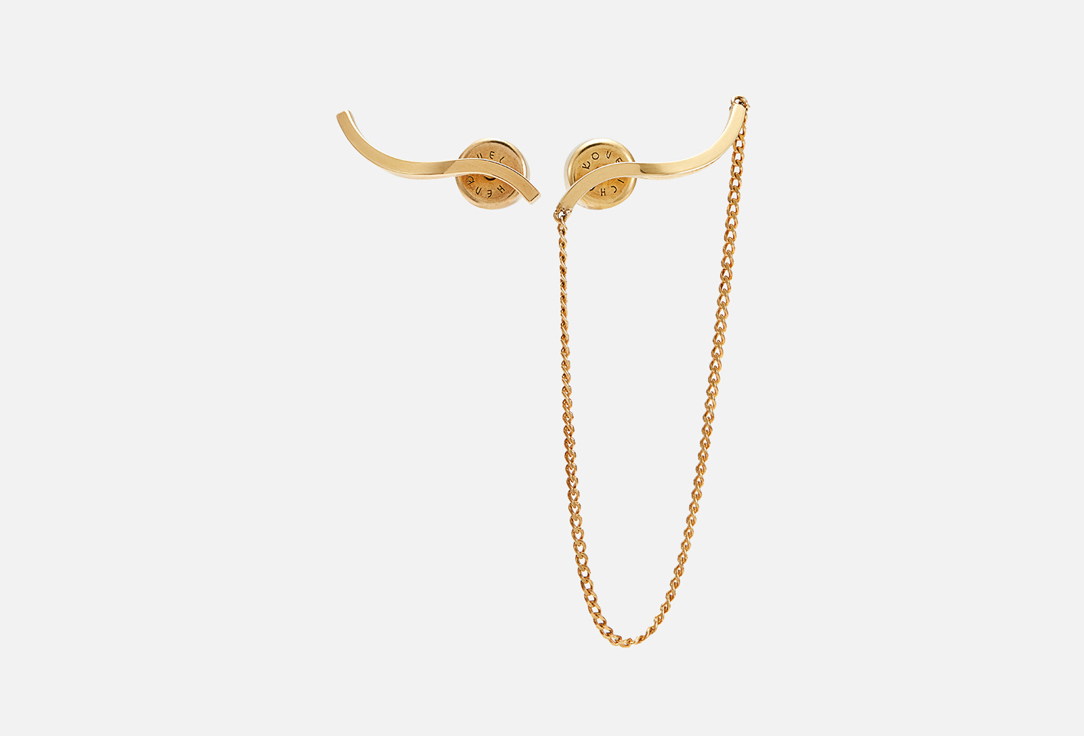 цена Серьги серебряные VELICHENKO Earrings Wave left yellow gold 2 шт