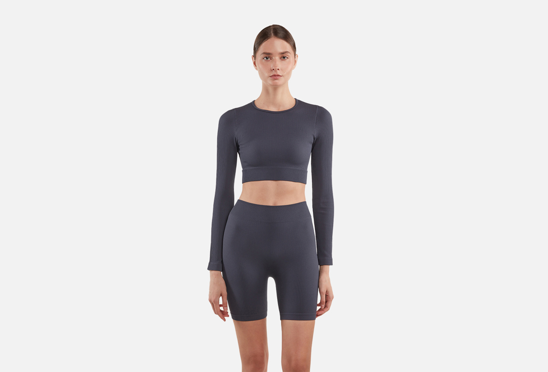 Siawear Лонгслив Power Rib Seamless Cropped Long Sleeve Marengo р.XS-S